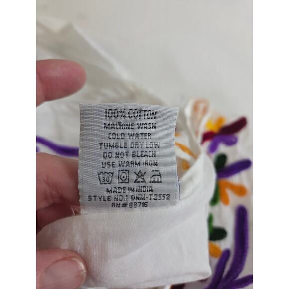 Peasant Tunic Embroidered Cotton Lightweight 2x Top Plus Size - Picture 7 of 8